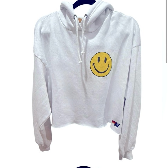 Size small Aviator Nation White Hoodie Yellow Smiley Face excellent condition - Picture 2 of 4